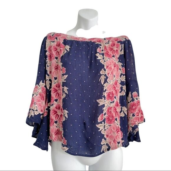 Francesca Floral Polka Dot Off Shoulder Batwing Top - Picture 9 of 16